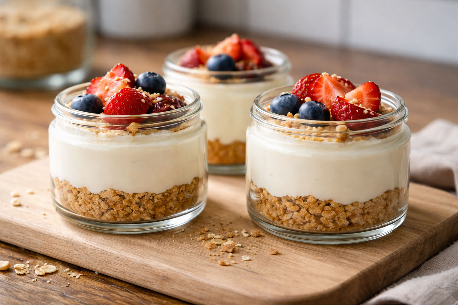 No-bake cannabis cheesecake cups in glass jars No-bake cannabis cheesecake cups in glass jars