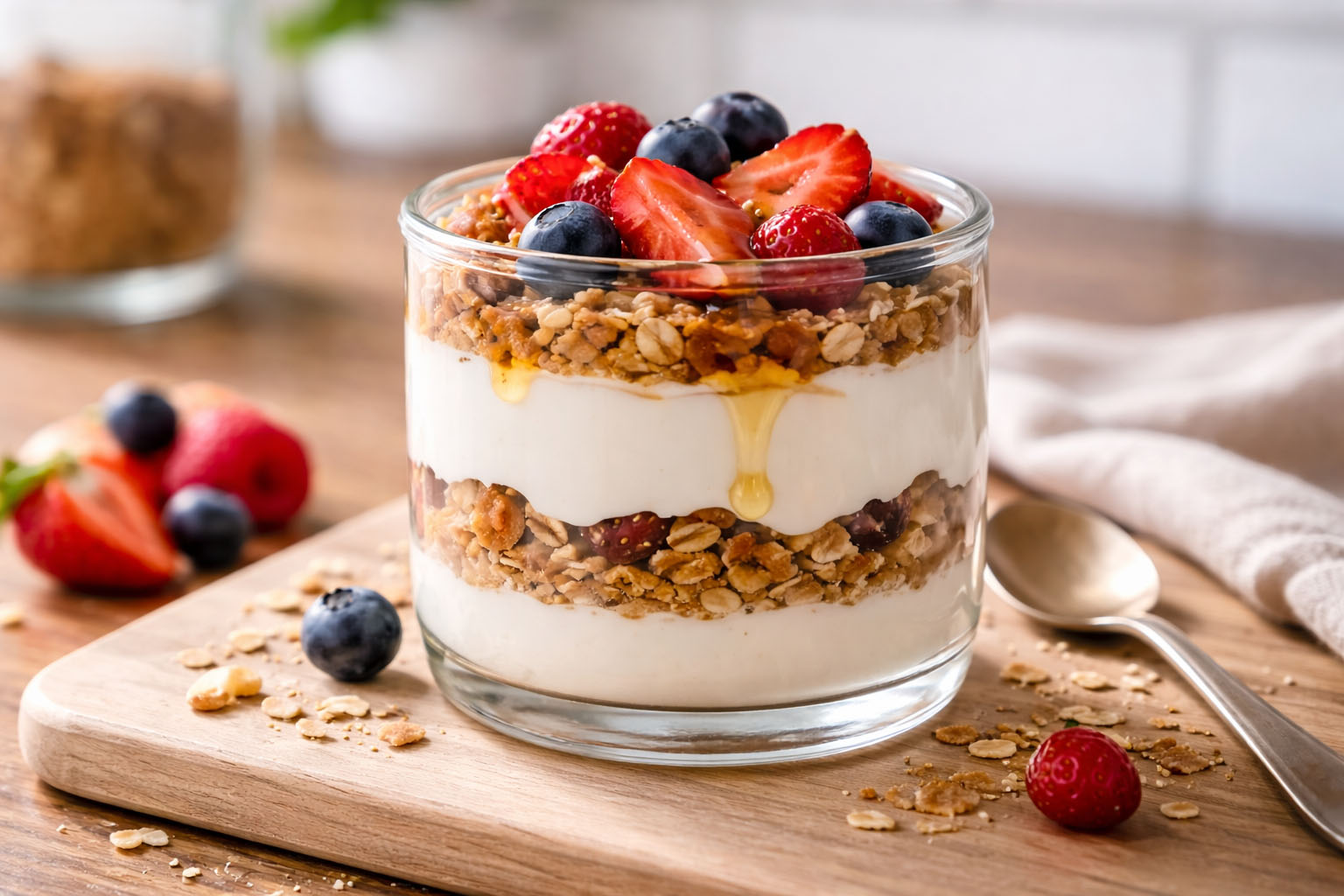 Cannabis-infused yogurt parfait with berries and granola Cannabis-infused yogurt parfait with berries and granola